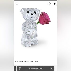 SWAROVSKI NEW Crystal Kris Bear with Rose Figurine with all original packaging